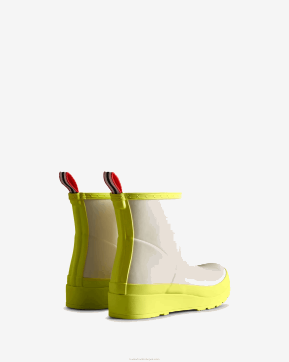 UK Hunter Women Play Short Rain Boots Shaded White/Zesty Yellow 28BV35