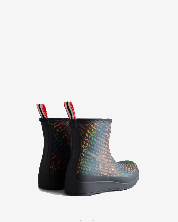 UK Hunter Women Play Short Rainbow Logo Print Rain Boots Hunter Logo Rainbow Xray Navy 28BV315