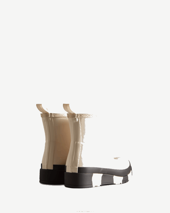 UK Hunter Women Play Short Striped Sole Rain Boots White Willow/Black 28BV184