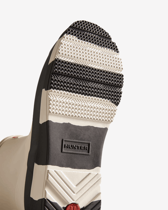UK Hunter Women Play Short Striped Sole Rain Boots White Willow/Black 28BV184