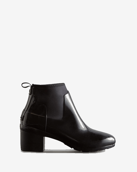 UK Hunter Women Refined Slim Fit Gloss Mid Heel Boots Black 28BV296