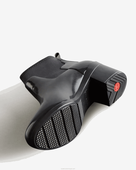 UK Hunter Women Refined Slim Fit Gloss Mid Heel Boots Black 28BV296