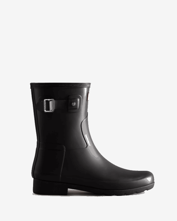 UK Hunter Women Refined Slim Fit Short Rain Boots Black 28BV45