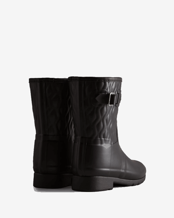 UK Hunter Women Refined Slim Fit Vertical Quilted Short Rain Boots Black 28BV127