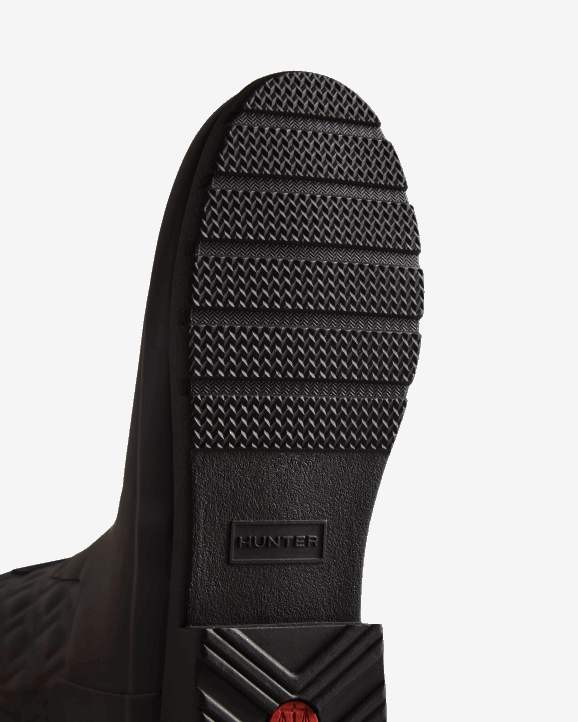 UK Hunter Women Refined Slim Fit Vertical Quilted Short Rain Boots Black 28BV127