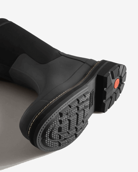 UK Hunter Women Refined Stitch Roll Top Vegan Shearling Boots Black 28BV211