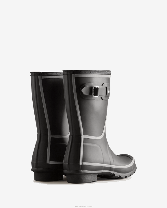 UK Hunter Women Reflective Outline Short Rain Boots Black 28BV181