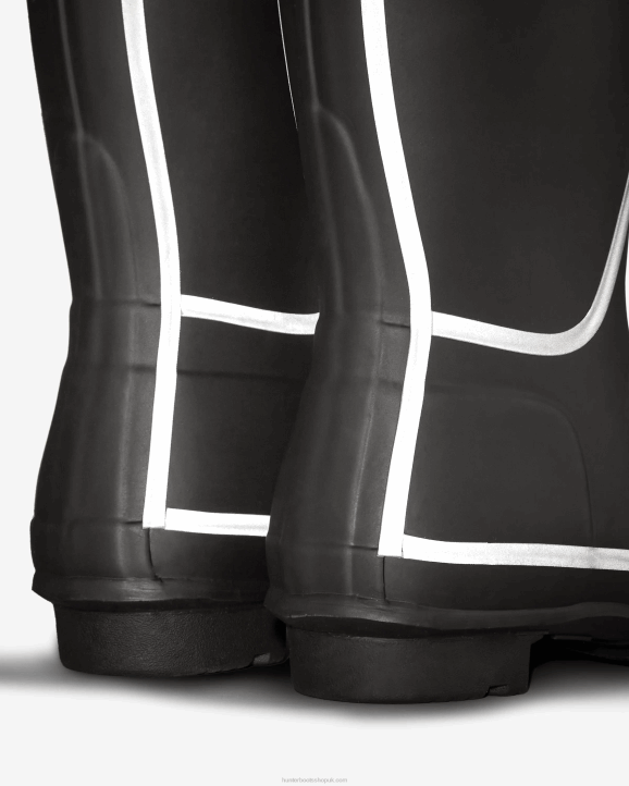UK Hunter Women Reflective Outline Short Rain Boots Black 28BV181