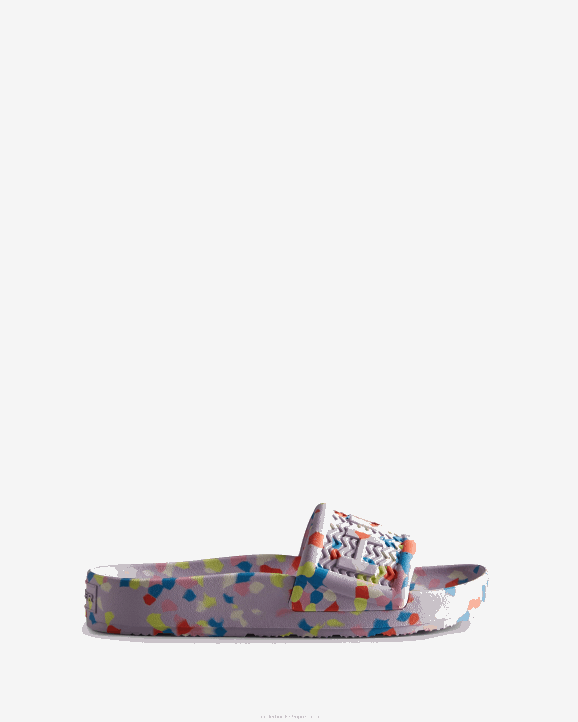 UK Hunter Women Bloom Marble Slides Tempered Mauve 28BV237