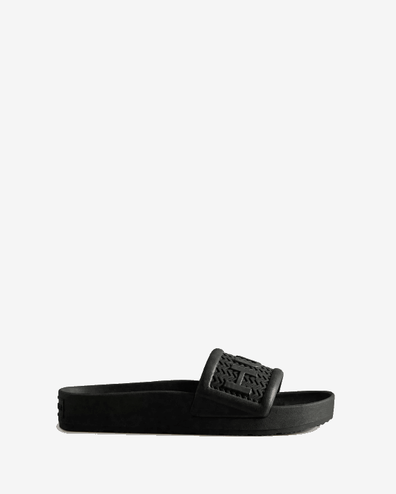 UK Hunter Women Bloom Slides Black 28BV109