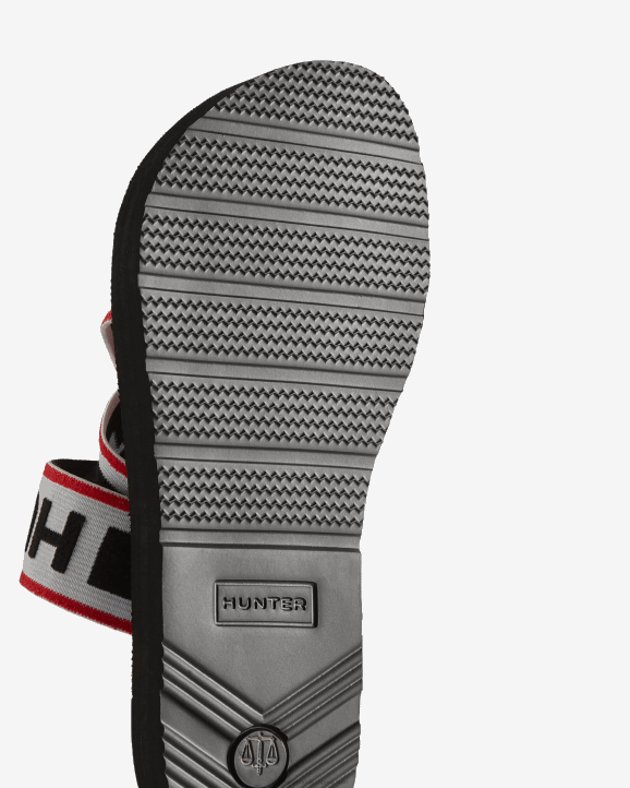 UK Hunter Women Elastic Crossover Logo Slides Black/Hunter Red/Hunter White 28BV107