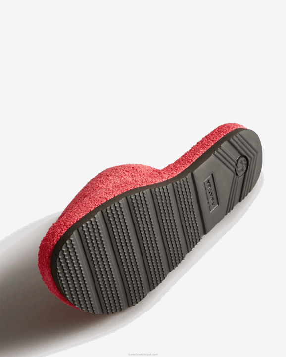 UK Hunter Women Terry Towelling Beach Platform Adjustable Slide Rowan Pink 28BV327