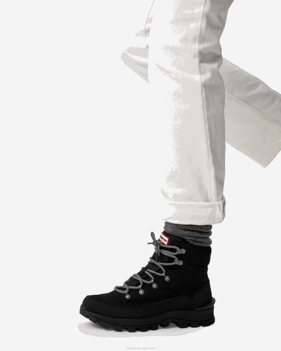 UK Hunter Women Explorer Insulated Lace-Up Commando Boots Black 28BV299