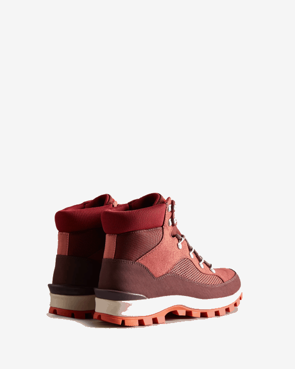UK Hunter Women Explorer Insulated Lace-Up Commando Boots Muted Berry/Ruskea Brown/Fall Red 28BV272