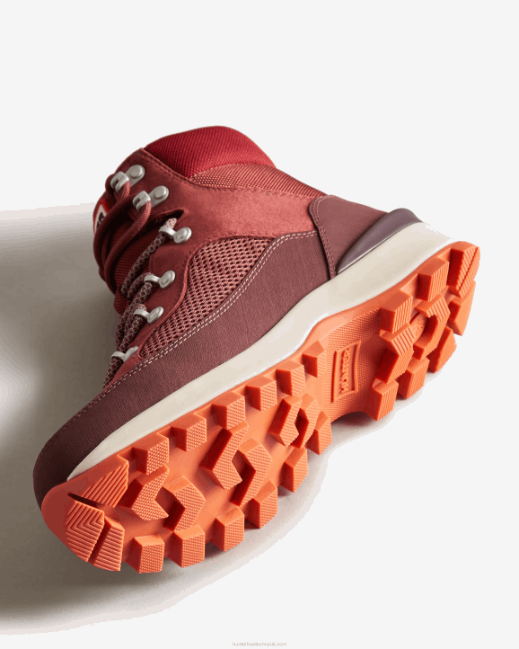 UK Hunter Women Explorer Insulated Lace-Up Commando Boots Muted Berry/Ruskea Brown/Fall Red 28BV272