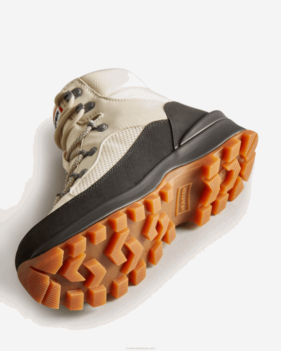 UK Hunter Women Explorer Insulated Lace-Up Commando Boots White Willow/Cosy Cream/Black 28BV330