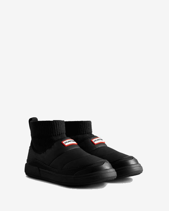 UK Hunter Women In/Out Insulated Knitted Cuff Slipper Boot Black 28BV302