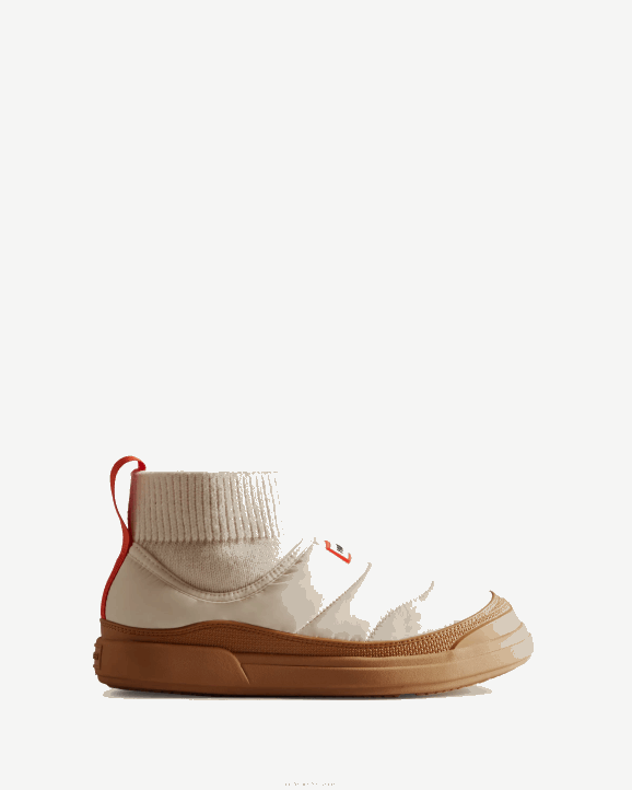 UK Hunter Women In/Out Insulated Knitted Cuff Slipper Boot White Willow/Gum 28BV147