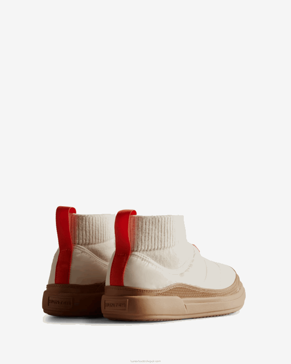 UK Hunter Women In/Out Insulated Knitted Cuff Slipper Boot White Willow/Gum 28BV147