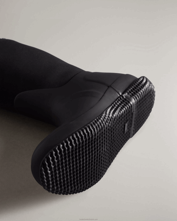 UK Hunter Women Insulated Roll Top Vegan Shearling Boots Black 28BV274