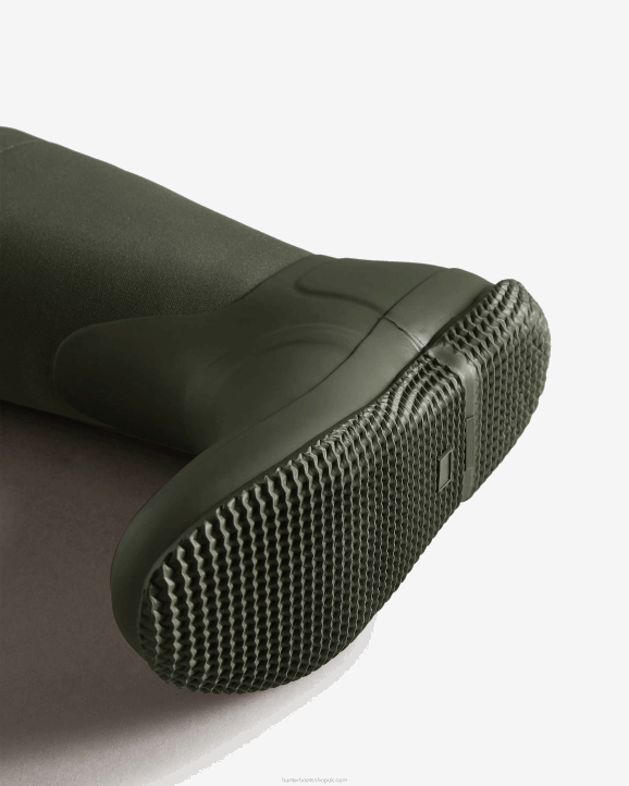 UK Hunter Women Insulated Roll Top Vegan Shearling Boots Dark Olive 28BV275