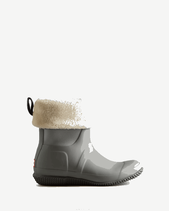 UK Hunter Women Insulated Roll Top Vegan Shearling Boots Tundra Grey/Docker Grey/White Willow 28BV279