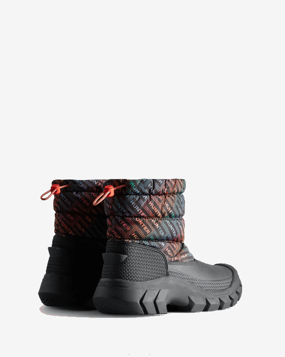UK Hunter Women Intrepid Insulated Short Logo Print Snow Boots Hunter Logo Rainbow Xray Navy 28BV151