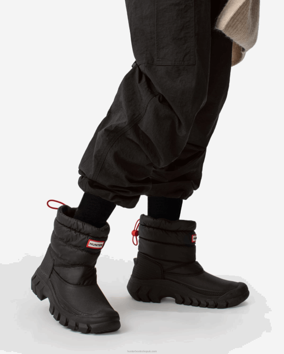 UK Hunter Women Intrepid Insulated Short Snow Boots Black 28BV121