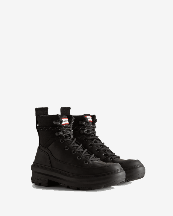 UK Hunter Women Rebel Explorer Leather Commando Boots Black 28BV153