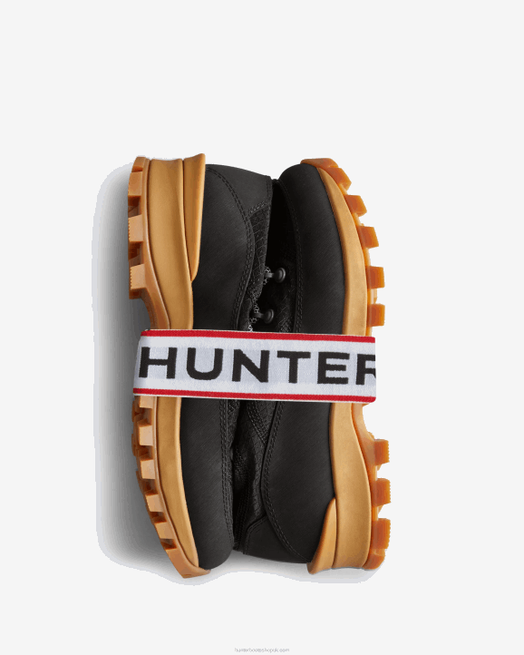 UK Hunter Women Travel Explorer Lace-Up Commando Boots Black 28BV255