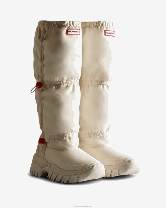 UK Hunter Women Wanderer Insulated Tall Slouch Snow Boots White Willow 28BV207