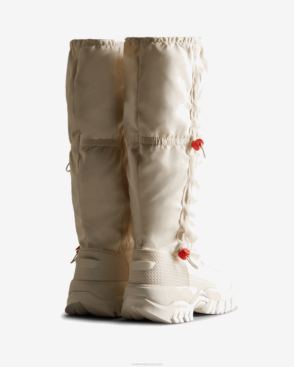 UK Hunter Women Wanderer Insulated Tall Slouch Snow Boots White Willow 28BV207