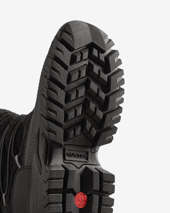 UK Hunter Women Wanderer Vegan Shearling Insulated Tall Snow Boots Black 28BV208