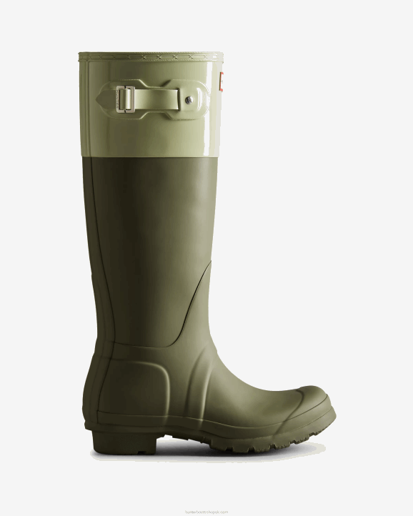 UK Hunter Women Colour Block Tall Rain Boots Lichen Green/Muffled Green 28BV169