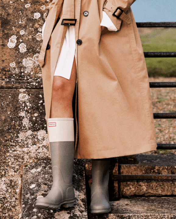 UK Hunter Women Colour Block Tall Rain Boots Lichen Green/Muffled Green 28BV169