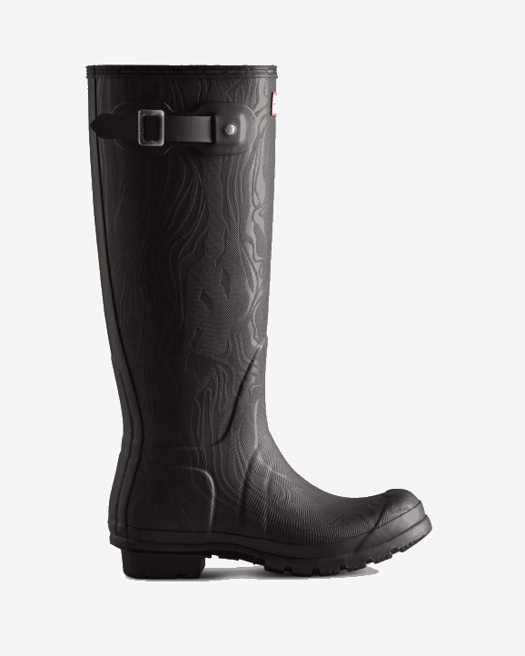UK Hunter Women Erosion Texture Tall Rain Boots Erosion Texture Black 28BV198