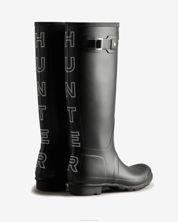 UK Hunter Women Hunter Backstrap Tall Rain Boots Black/White 28BV70
