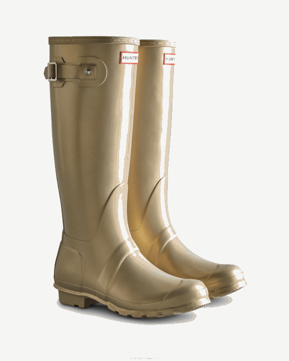 UK Hunter Women Nebula Tall Rain Boots Pale Gold 28BV166