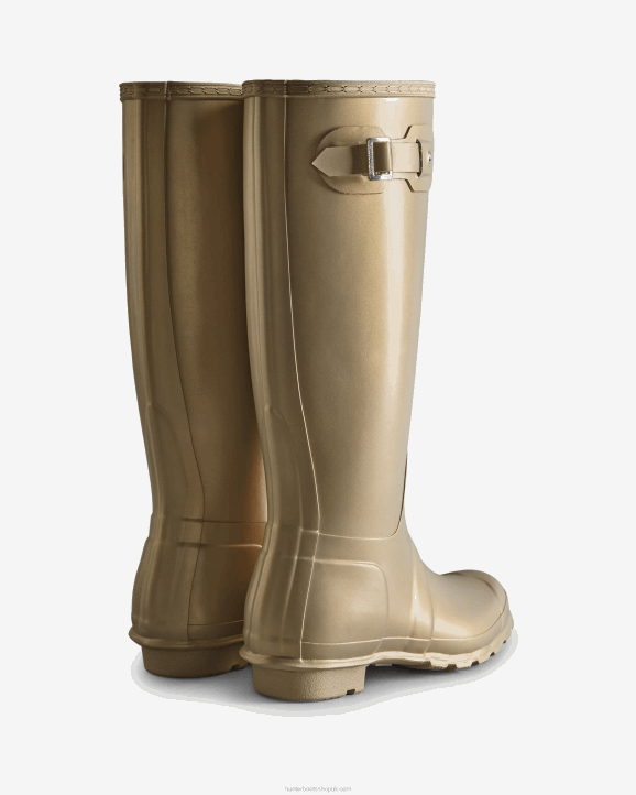 UK Hunter Women Nebula Tall Rain Boots Pale Gold 28BV166