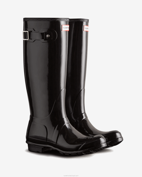 UK Hunter Women Original Tall Gloss Rain Boots Black 28BV55