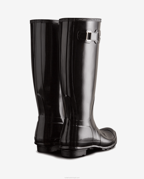 UK Hunter Women Original Tall Gloss Rain Boots Black 28BV55