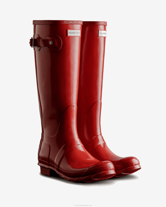 UK Hunter Women Original Tall Gloss Rain Boots Military Red 28BV56