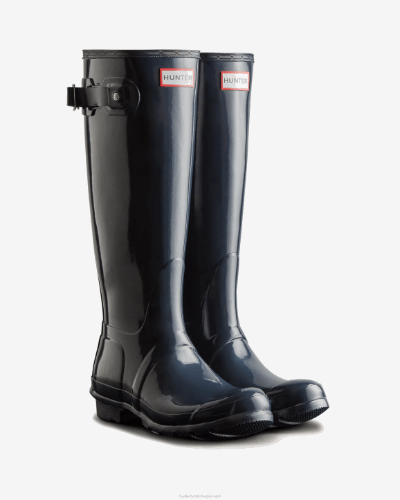 UK Hunter Women Original Tall Gloss Rain Boots Navy 28BV222
