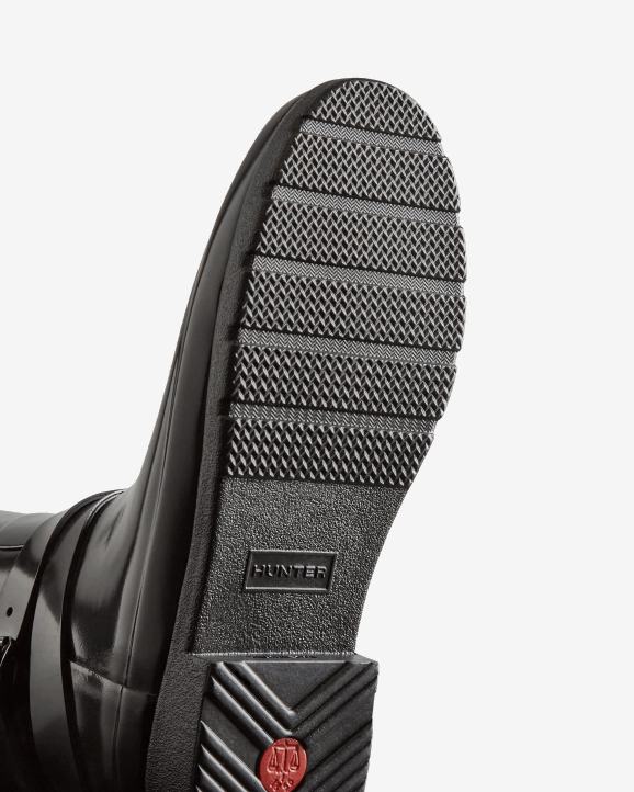 UK Hunter Women Refined Slim Fit Adjustable Tall Gloss Rain Boots Black 28BV226