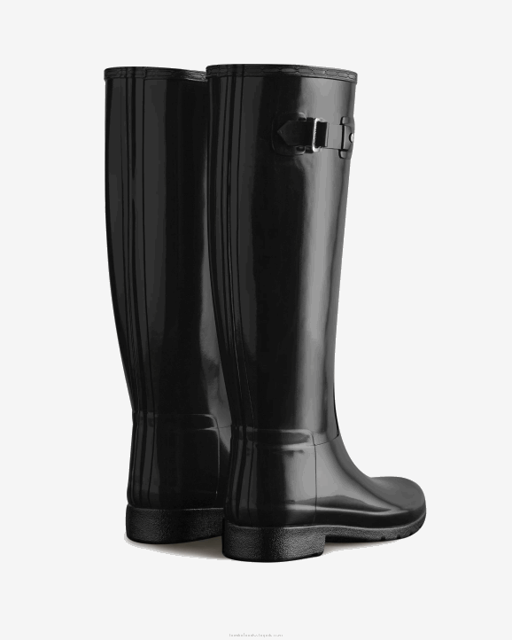 UK Hunter Women Refined Slim Fit Tall Gloss Rain Boots Black 28BV97