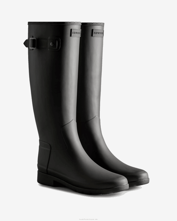 UK Hunter Women Refined Slim Fit Tri-Colour Logo Backstrap Tall Rain Boots Black 28BV170