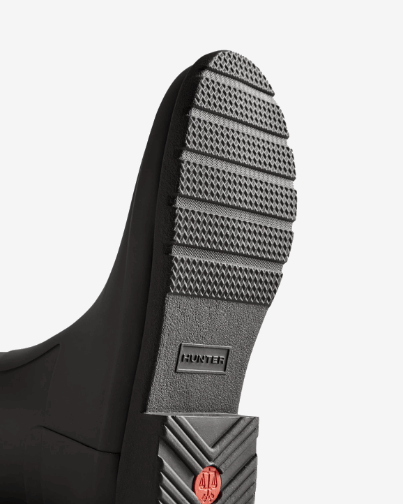 UK Hunter Women Refined Slim Fit Tri-Colour Logo Backstrap Tall Rain Boots Black 28BV170