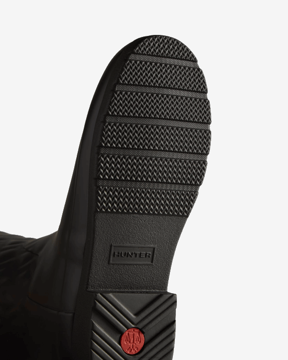 UK Hunter Women Refined Slim Fit Vertical Quilted Tall Rain Boots Black 28BV197