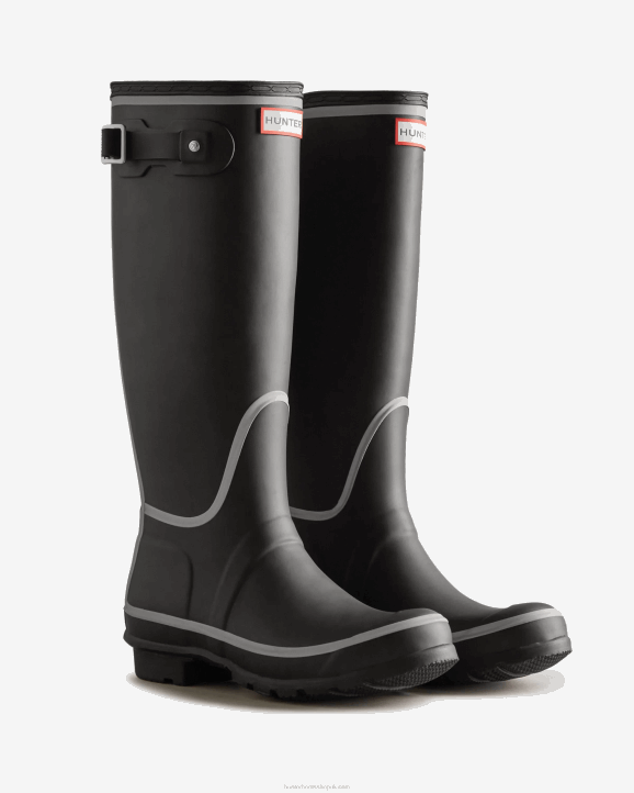 UK Hunter Women Reflective Outline Tall Rain Boots Black 28BV203