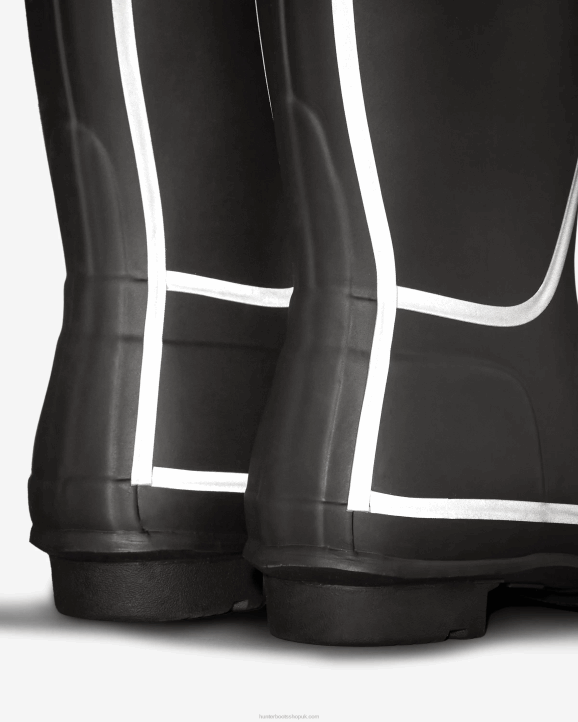 UK Hunter Women Reflective Outline Tall Rain Boots Black 28BV203
